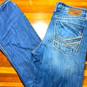 Buckle BKE mens 34x34 Tall Ryan Straight fit button fly denim blue jeans EUC